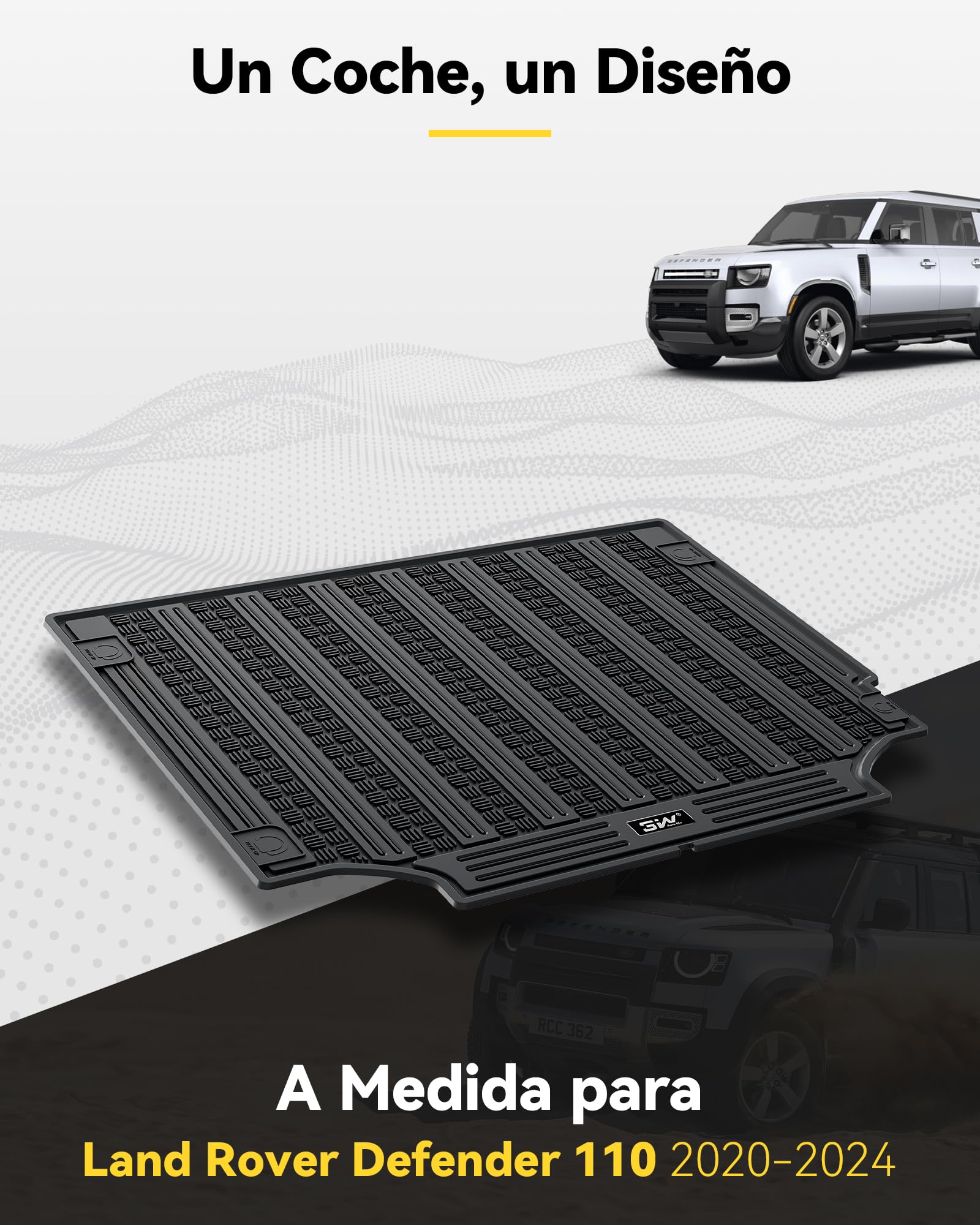 3W Alfombrilla Maletero de Coche para Land Rover Defender 110 L663 2020-2024, TPE Alfombrillas Maletero para Todo Tipo de Clima para Defender 110 Juego Completo de Alfombrillas, Accesorios