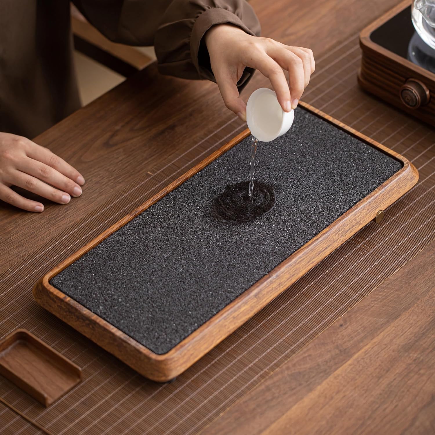 Tea Tray Tea Tray Chinese Rectangular Water-absorbing Tea Table, Kung Fu Tea Set Drain Water Tea Tray Tray Decor