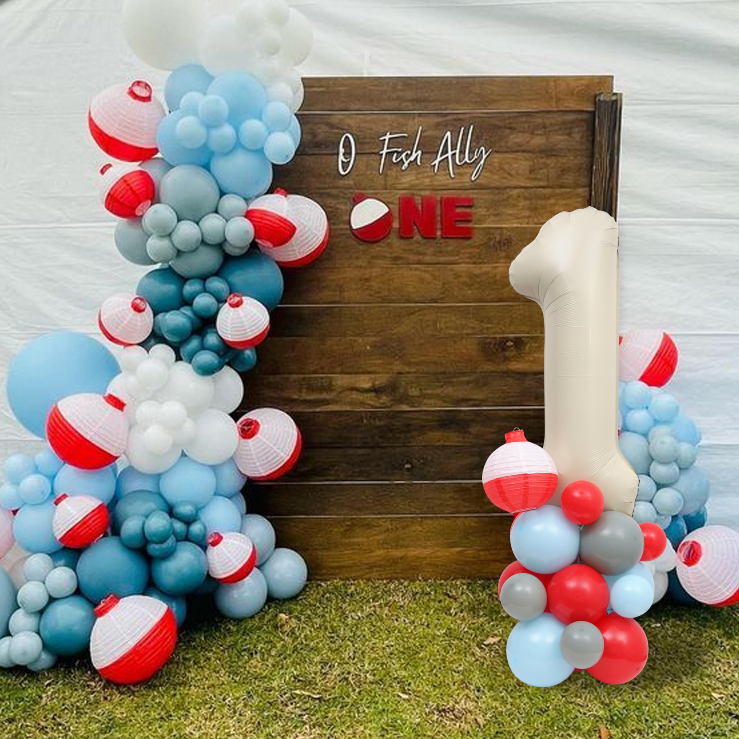 Luftballon-Set zum 1. Geburtstag, rote und blaue Luftballons für Angelpartys, erster Fisch, O Fishally 1. Geburtstag, Dekoration für Babypartys