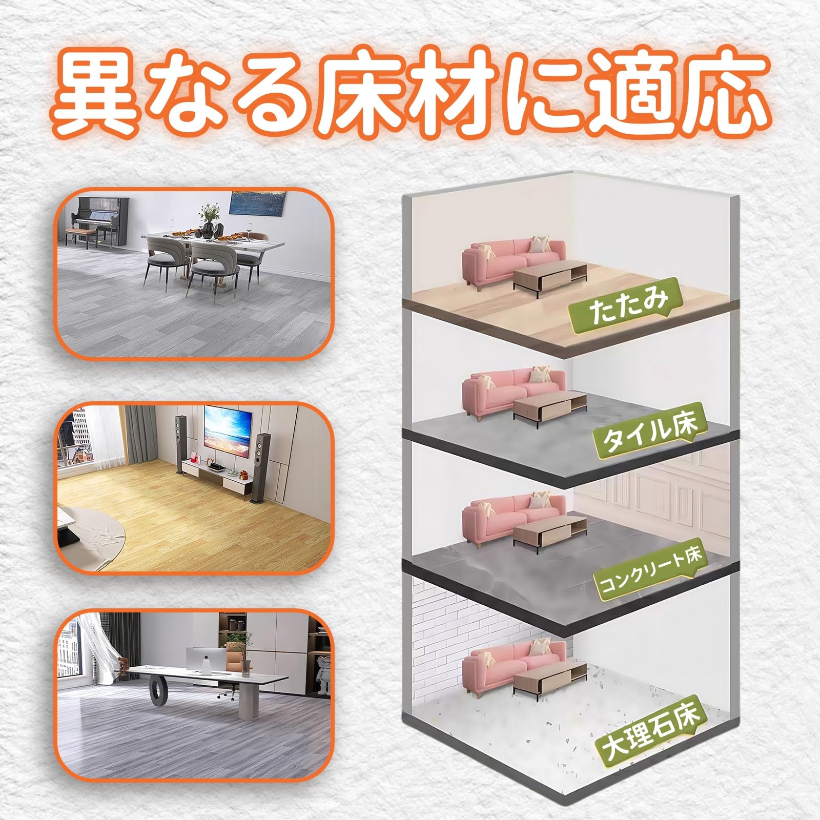 Amazon | ZenVision フロアマット 畳の上に敷くマット 木目 グレー 江