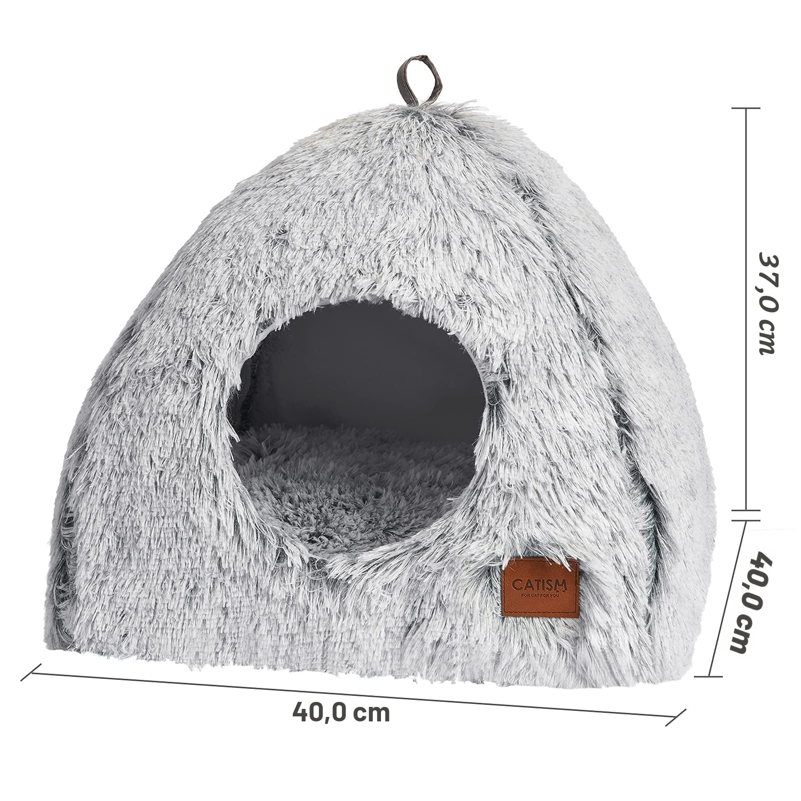 Cama para Gatos CATISM, Cama Caliente con Almohadas Blandas extraíbles y Lavables (40 x 40 x 37 cm), Adecuada para Gatos de Interior o pequeños Cachorros en hogares de acogida, Color Gris