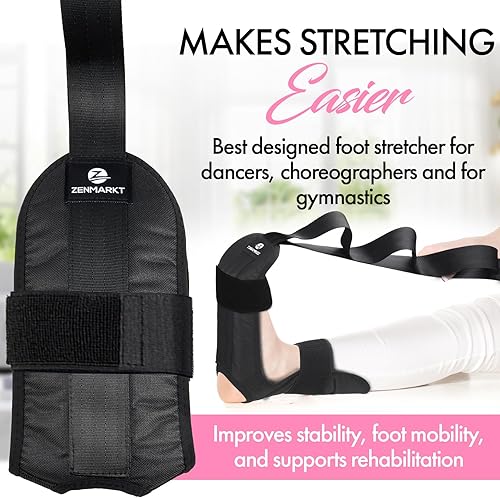 Miniatura 5 de Zenmarkt Estirador de pies y pantorrillas para fisioterapia, correa elástica para fascitis plantar, espolones de talón, caída de pie, tendinitis de