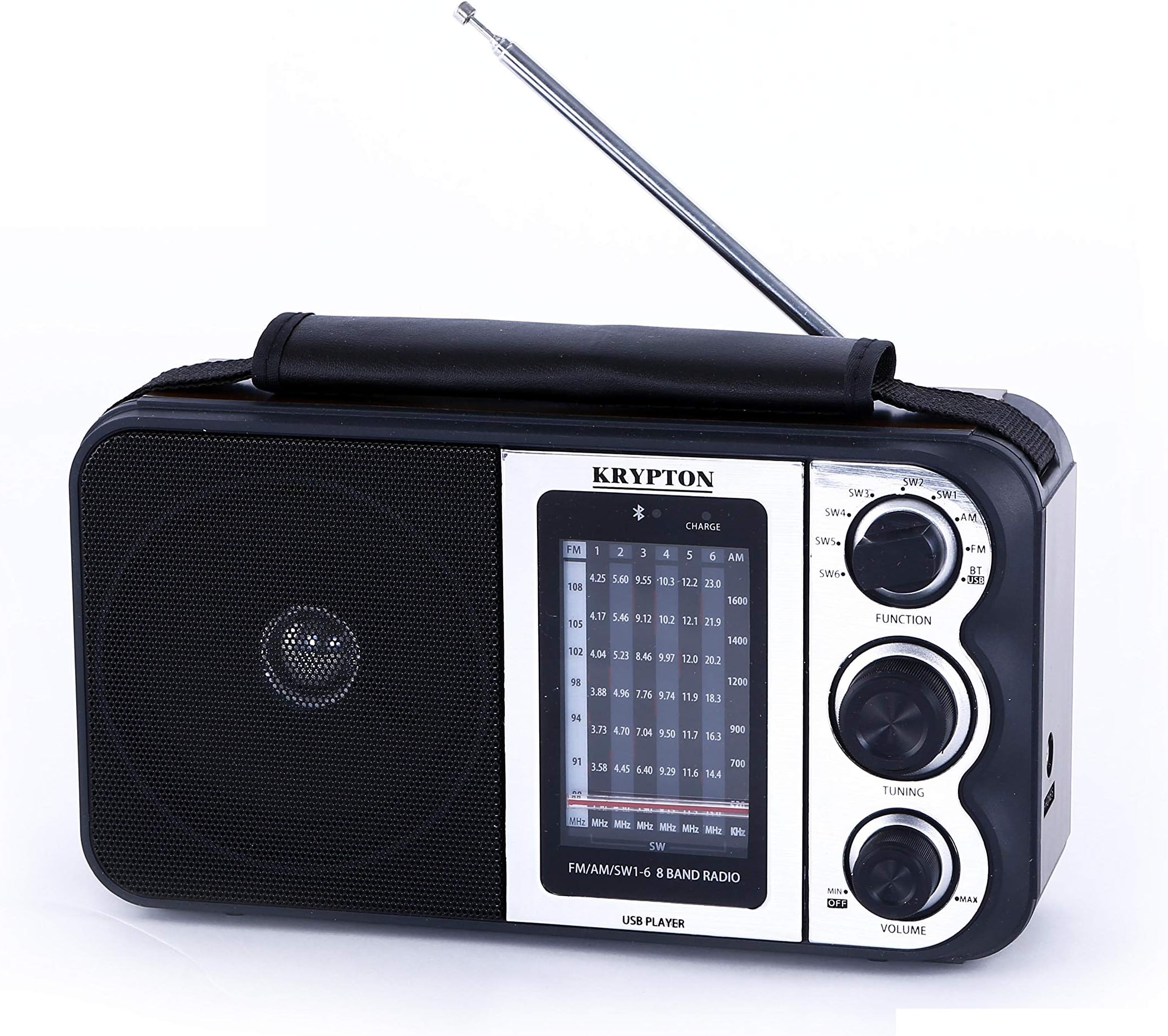 Krypton Rechargeable Radio, 3.7V, Black