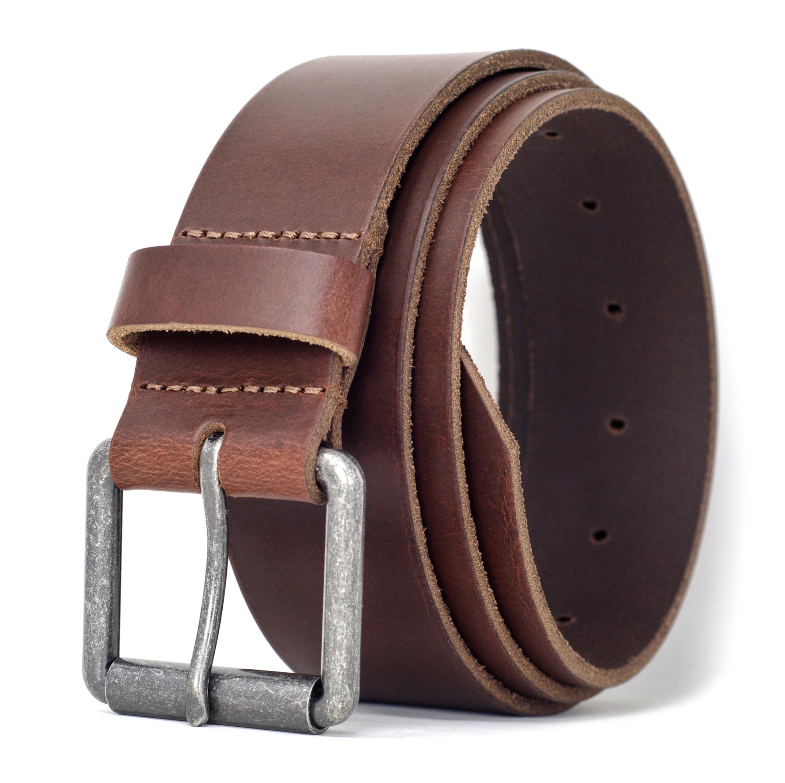 Ashford Ridge Full Grain Real Leather Belt for Men – Handmade in England – Nickel Free Roller Buckle – Genuine Cowhide - Antique Brown 5XL (Nickel Free)