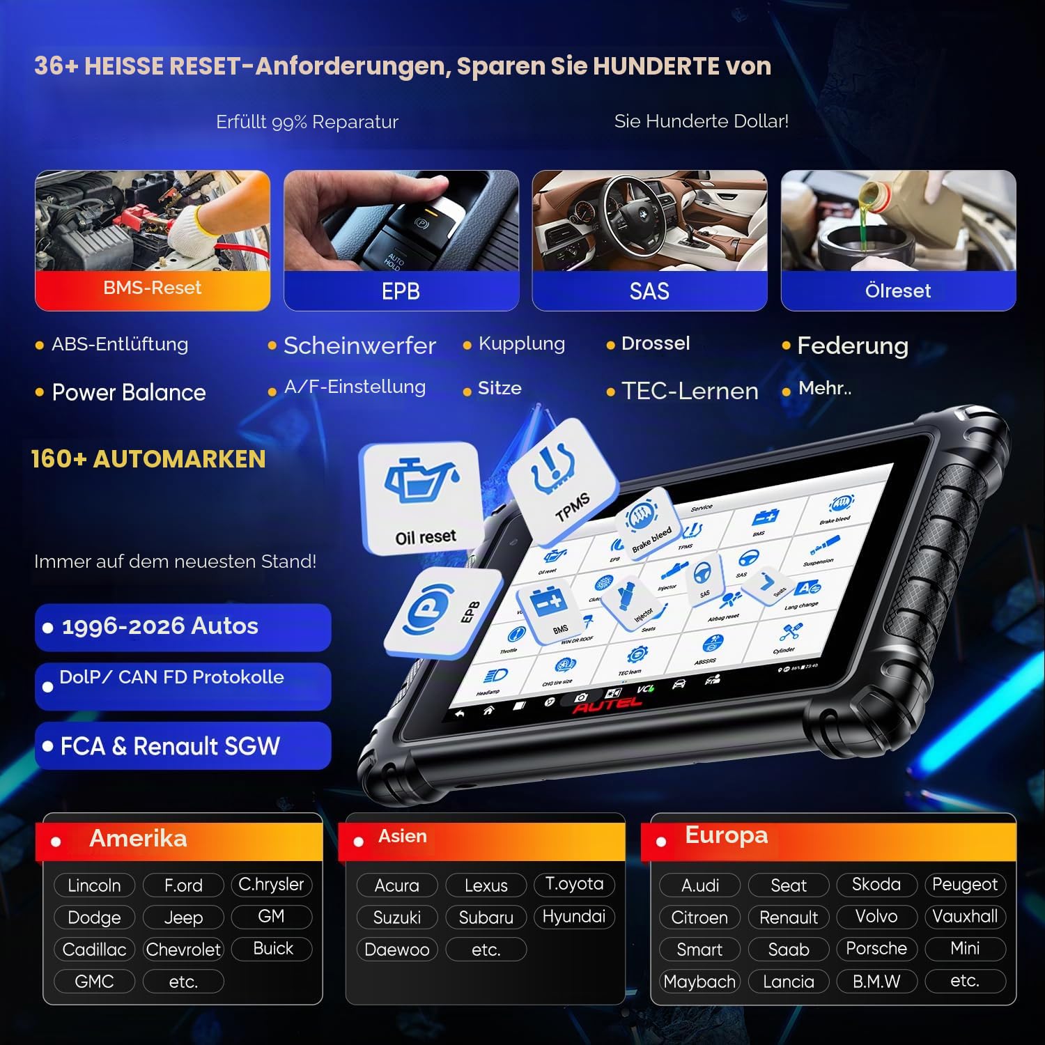Autel 2026 MaxiSYS MS906 PRO 2.0 Diagnosegerät, MS906PRO OBD2 Scanner Upgrade für MP900BT MS906BT MS908, Steuergerätecodierung, 3000+ Tests, 36+ Service, CAN FD DoIP, VAG Anleitung, AutoScan 2.0, OS10