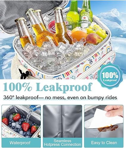 Miniatura 4 de Lonchera aislada para mujer, lonchera a prueba de fugas, bolsa suave y enfriadora, correa ajustable, lonchera reutilizable para el trabajo, oficina,