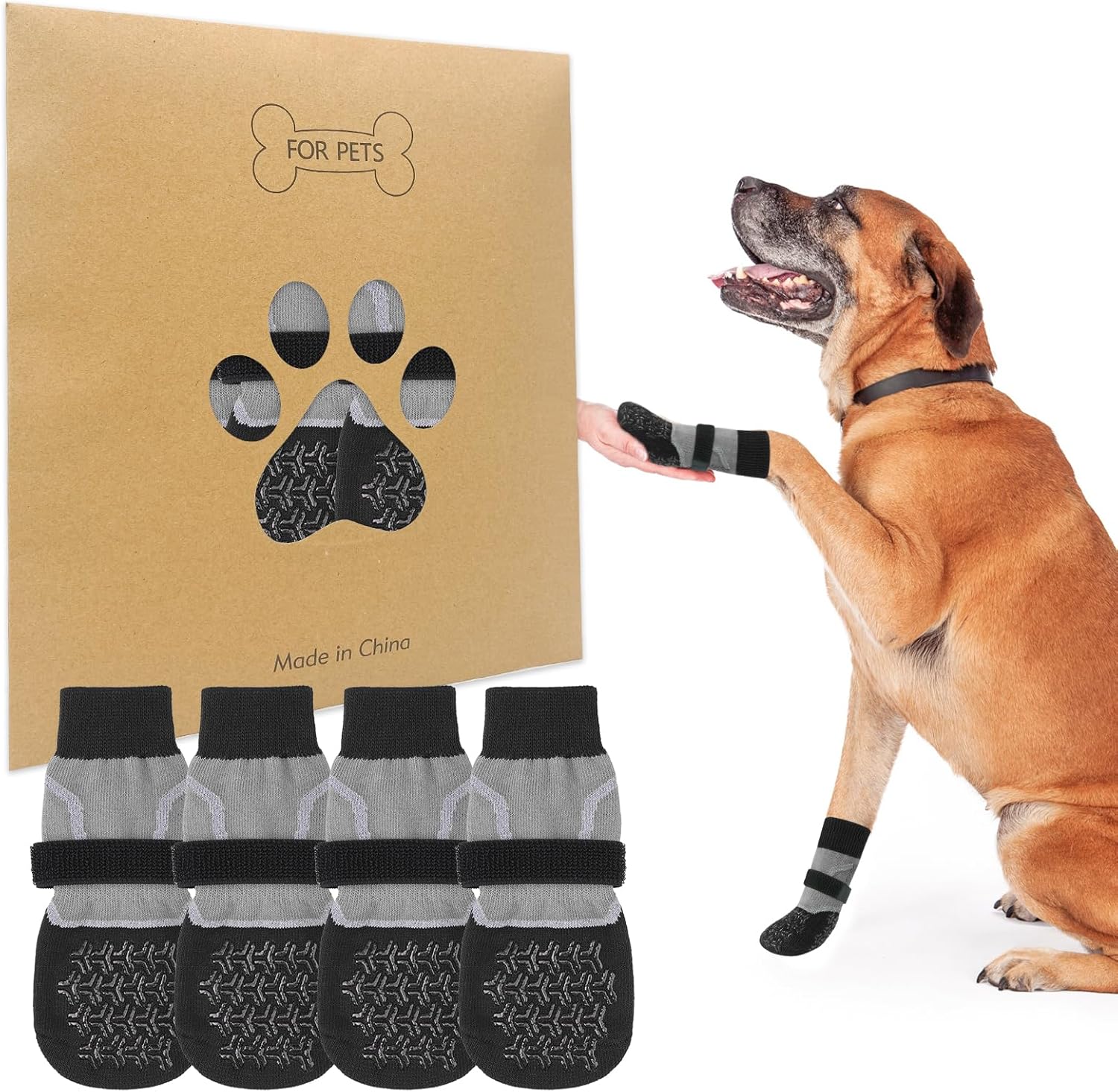BEAUTYZOO Reflective Anti Slip Dog Socks to Prevent