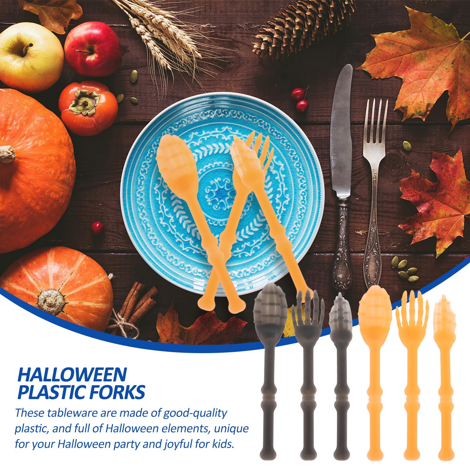 DOITOOL Halloween-Skelett-Salatlöffel Set - 2 Stück, Gruselige Serviergabeln Für Partys