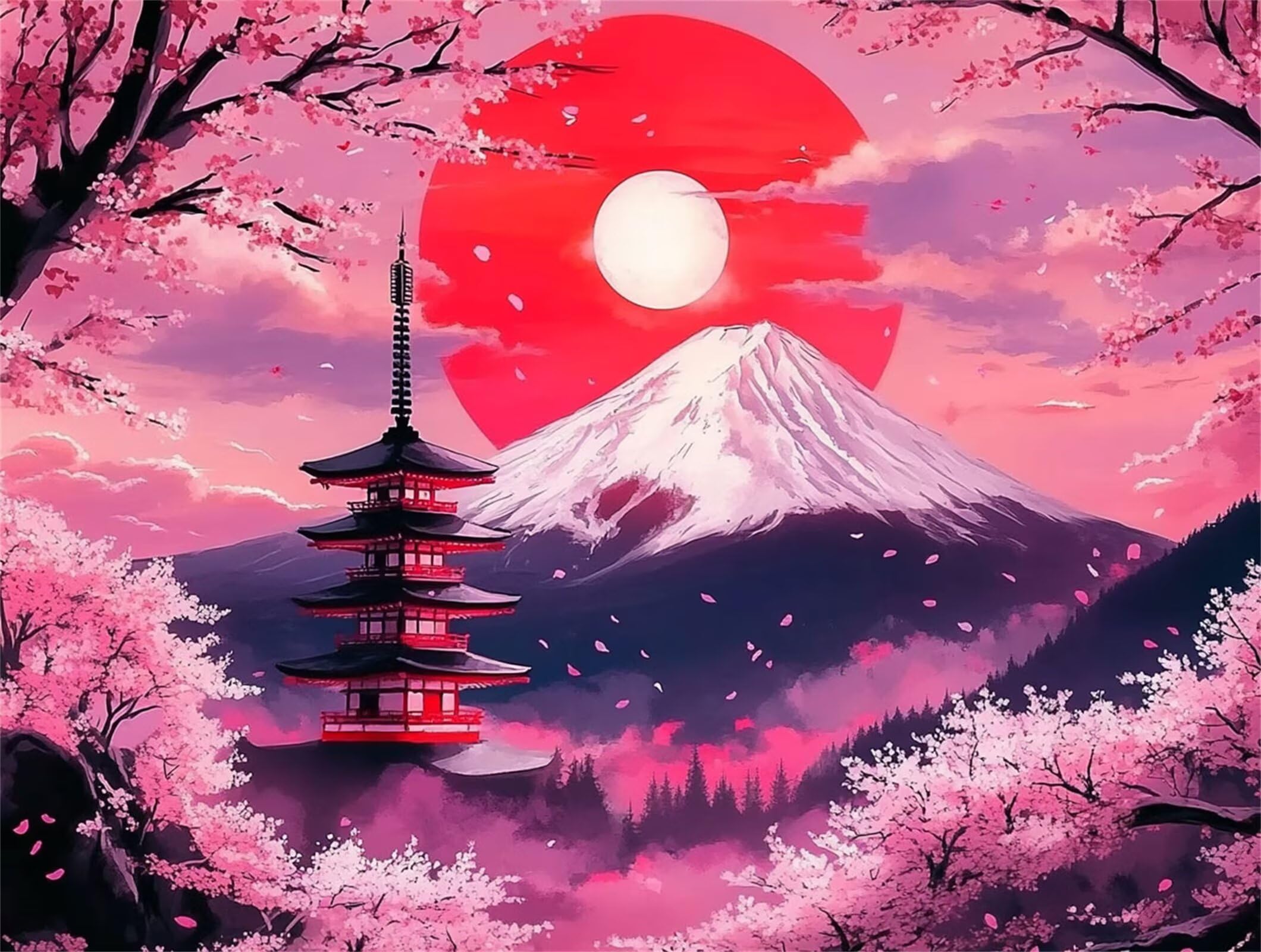 Diamond Painting Berg Fuji, 5D Diamond Painting Erwachsene 70x90cm qw1-577