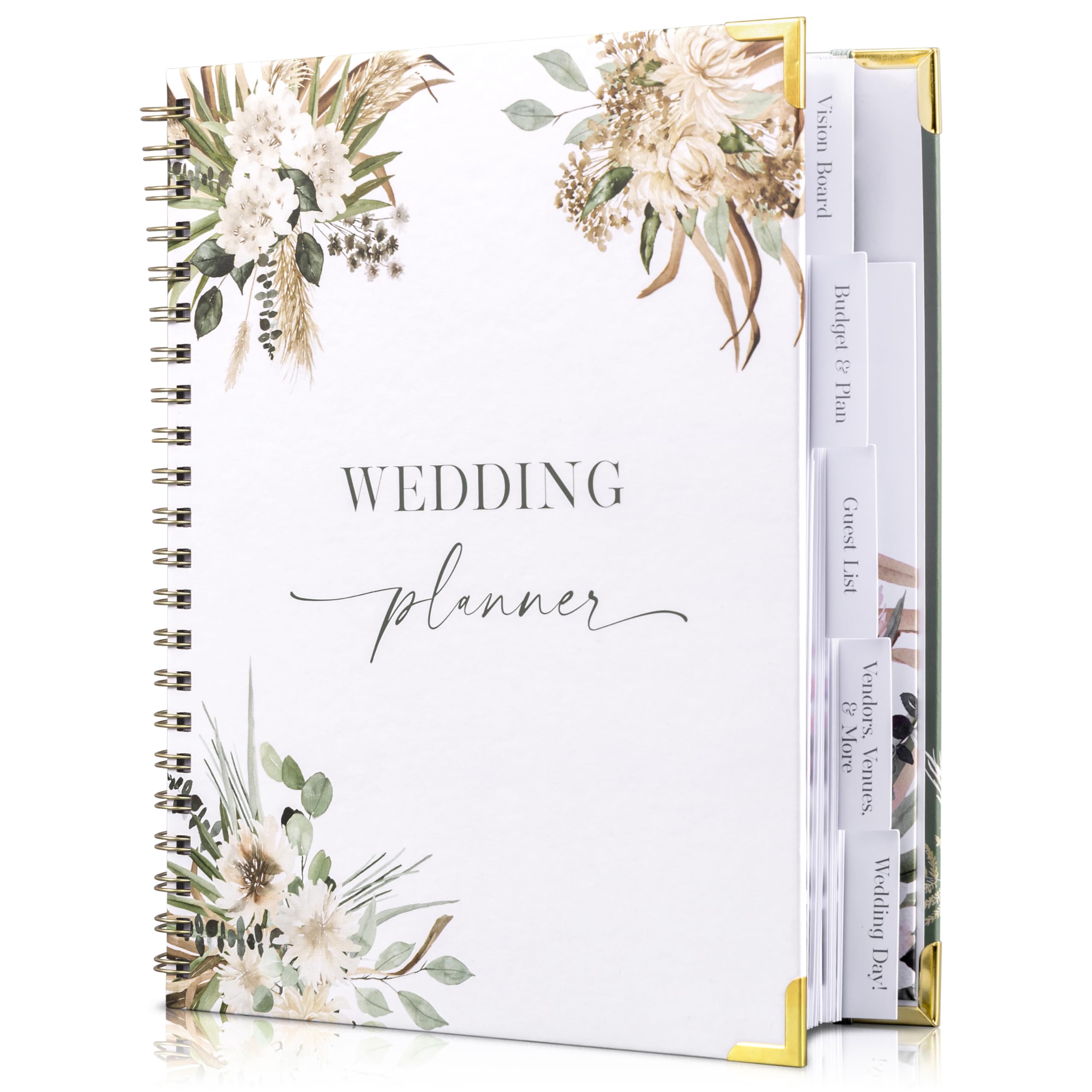 Beautiful Greenery Wedding Planner Book and Organizer - Enhance Excitement and Makes Your Countdown Planning Easy - Unique Engagement Gift for Newly