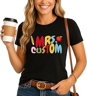 Personalized Handmade Custom Teacher Name T-Shirt – Teacher Appreciation Gift, Custom Teacher Shirt, End of Year Gift for Educators, Back to School Teacher Tee Black