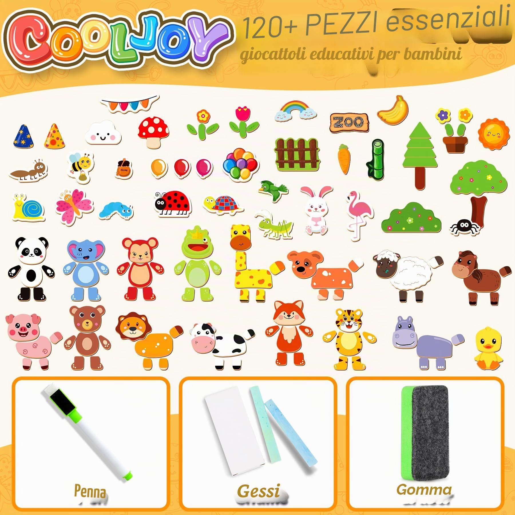 COOLJOY Puzzle Magnetico 120+ Pezzi Bambini 3 Anni, Giochi Montessori Educativi Regalo Bambina