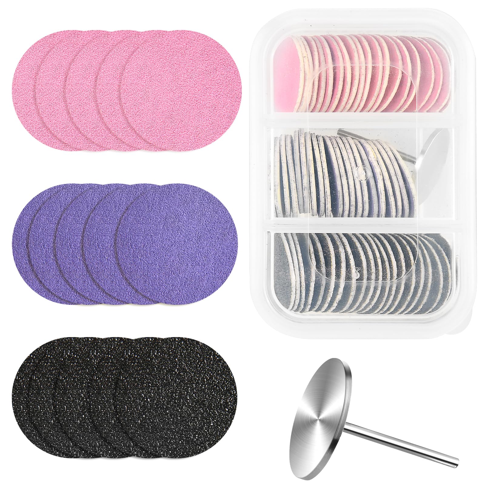 TIESOME 60 discos de papel de lija de 25 mm con broca de metal para uñas, lima de pie, grano 80#180#240# para taladro de uñas, limas de pie, removedor eléctrico de callos de piel muerta (amarillo,