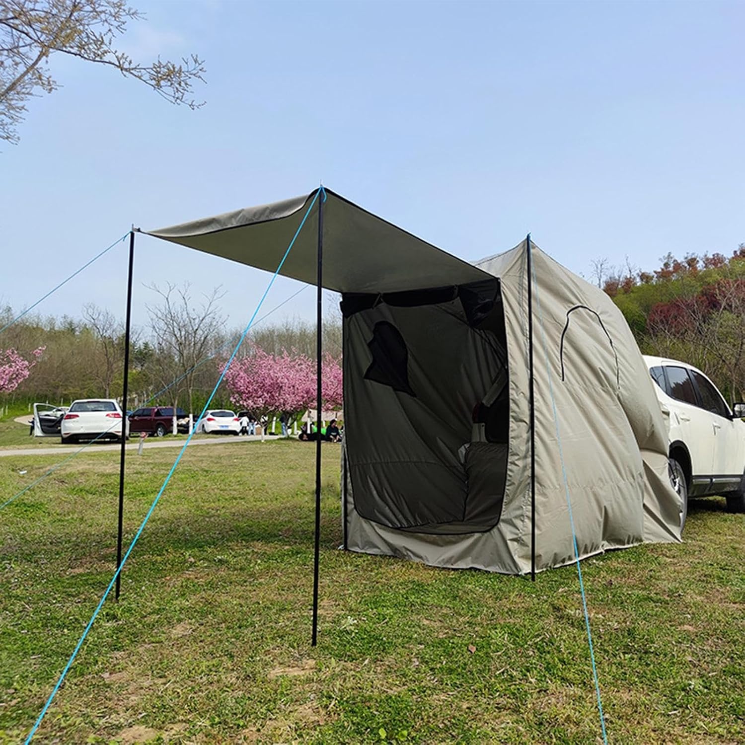 Tent | Camping Waterproof Oxford Cloth Trunk Tent | Large Capacity Multifunctional Camping Tents with Floor Mat for Car, Small MPV, Pickup, Sedan, Hatchback