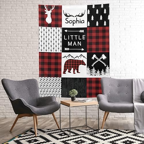 Miniatura 3 de XOZOTY Lumberjack Buffalo - Manta personalizada con diseño de oso a cuadros para niños, recién nacidos, baby shower, regalo para mascotas, 30 x 40