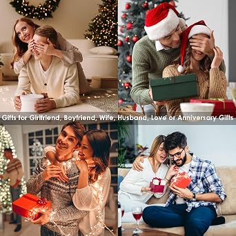 CERSLIMO Couple Bracelets Gifts for Him and Her, Matching Ring Heart Bracelets for Boyfriend Girlfriend Husband Wife Valentine's Day Anniversary Birthday Christmas Engagement Gifts