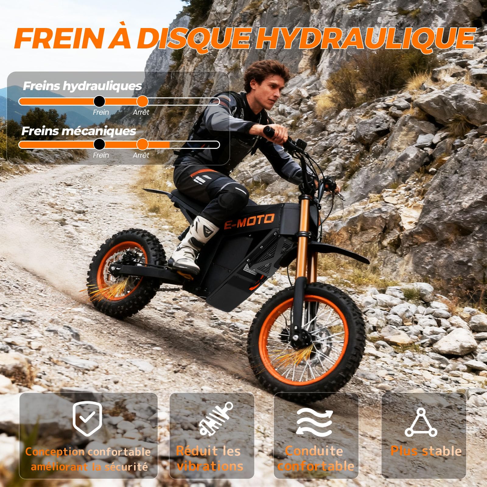 Vélo Électrique Adulte Ados Ebike 14" 12" VTT Tout-Terrain 48V 20.8Ah Batterie Autonomie 45-55km Suspension Hydraulique Double Disque 3 Speed Modes