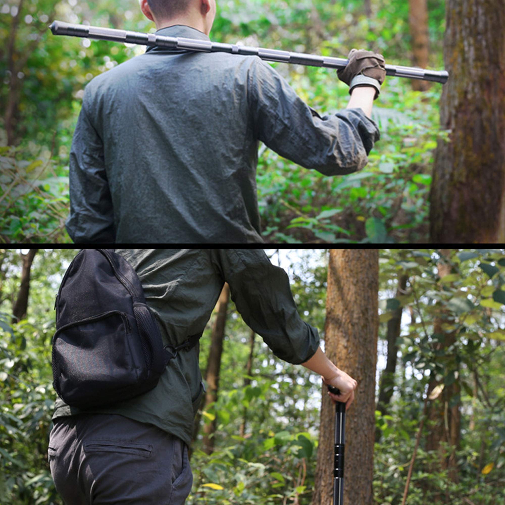1 para kijków trekkingowych do użytku na zewnątrz, do trekkingu, składane, teleskopowe, czarne, 85 cm