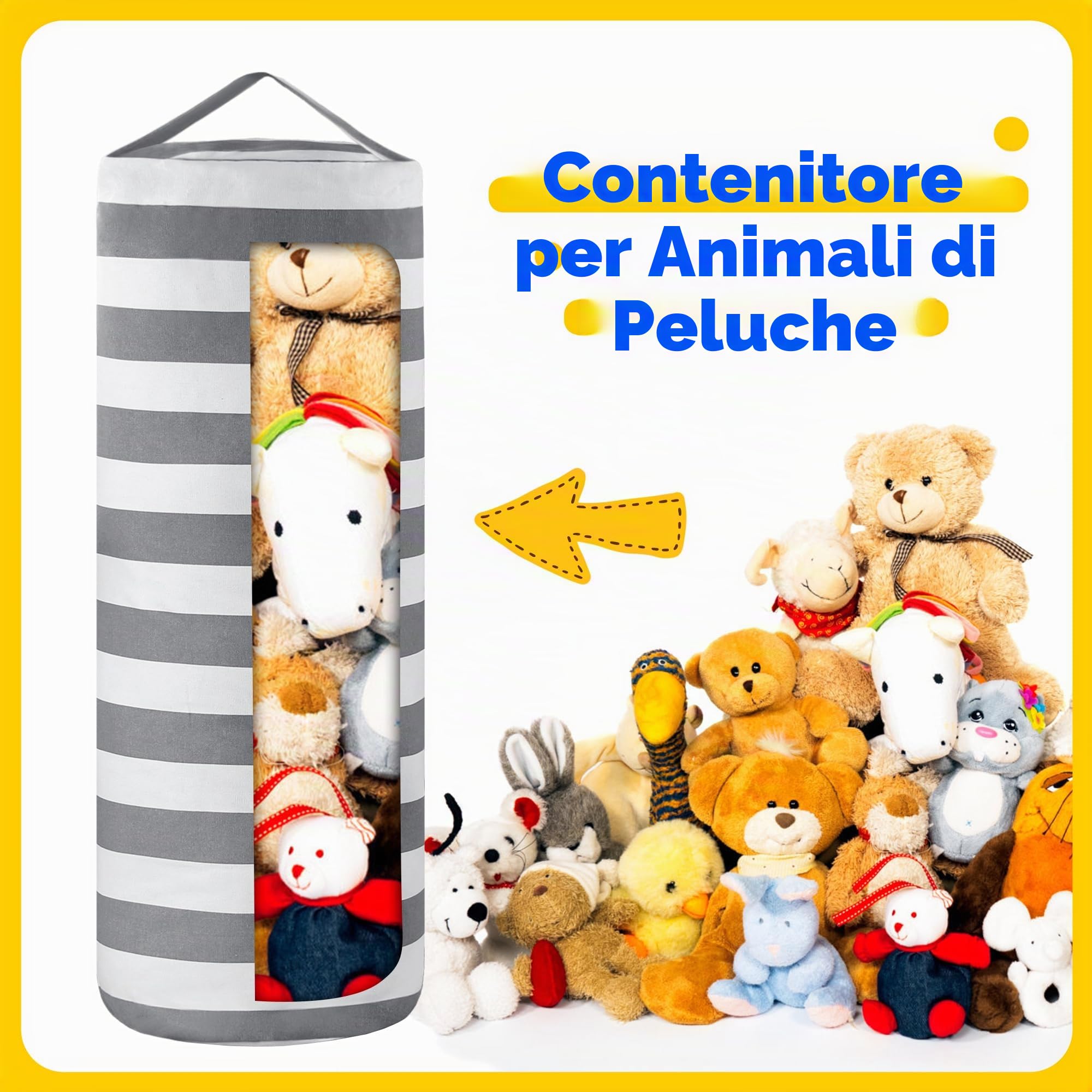 Pouf a sacco per riporre giocattoli di peluche, per bambini e bambine, con cerniera a tutta lunghezza, decorazione per mobili, per organizzare, sedersi, giocare e scatolare
