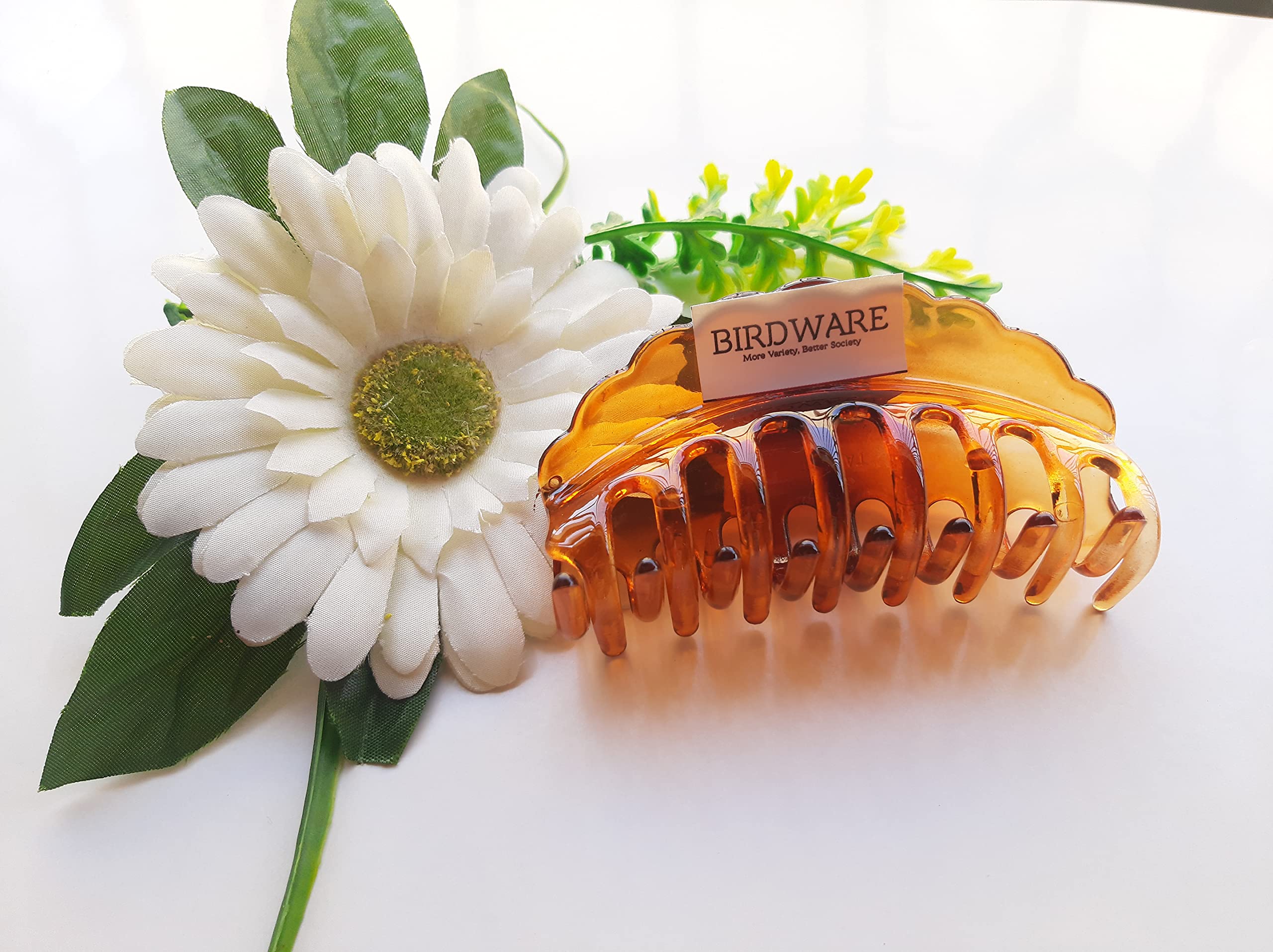 BIRDWARE big size hair clips for women claws for girls Imported Rubber Acrylic Material Stone Butterfly hair clips for women | hair clutchers (Pack of 1) (Orange/Shell.) 1