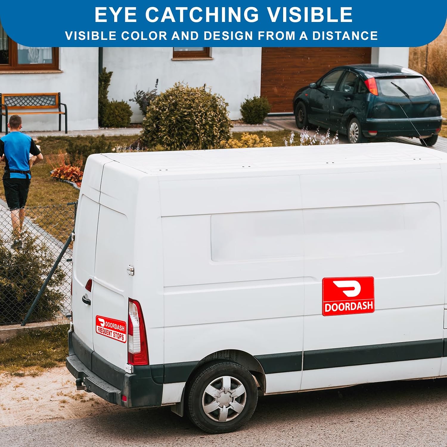 Delivery Driver Vehicle Magnet for Car, Truck & SUV - Reflective Safety Design, High Visibility, Easy to Install, Weatherproof - Ideal for Food Delivery Couriers, Day & Night Use (2L/S1-RED)