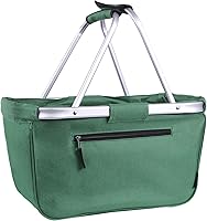 Vista 11 de Cesta de Pícnic, SIYUAN Cesta de Compras Plegable 24L Cesta de Comestibles Portátil con 2 Asas Cesta de Mercado Plegable Reutilizable Grande Cesta