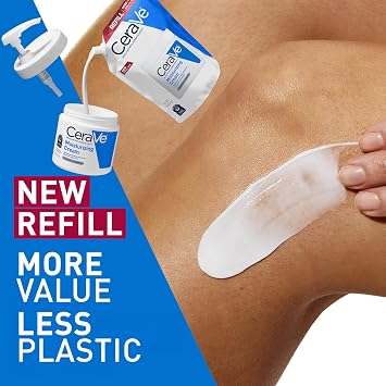 CeraVe Moisturizing Cream, Body and Face Moisturizer for Dry Skin, Body Cream with Hyaluronic Acid and Ceramides, Daily Moisturizer, Oil-Free, Fragrance Free, Non-Comedogenic, 16 Ounce Refill
