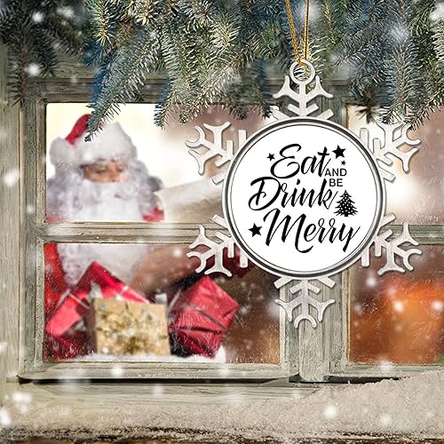 Vista 26 de Adorno de Navidad de metal, feliz año nuevo, recuerdo de Navidad, copos de nieve, adornos de Navidad, citas divertidas, adornos de árbol de Navidad