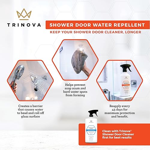 Miniatura 3 de TriNova Protector para puerta de ducha, repelente al agua de vidrio, sellador de vidrio para puerta de ducha, causa cuentas de agua, evita