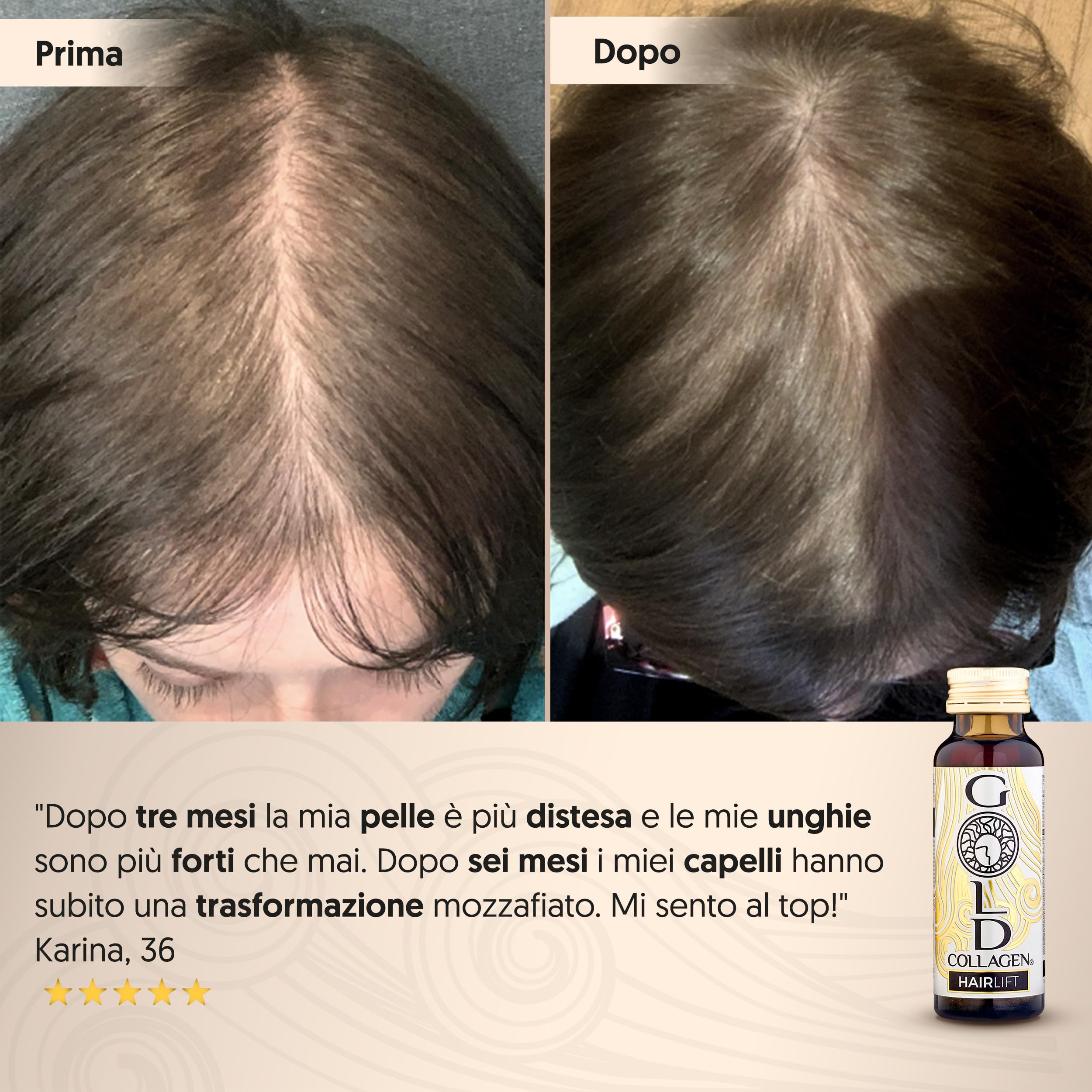 Gold Collagen Hairlift Capelli Crescita Liquido, 10 x 50 ml
