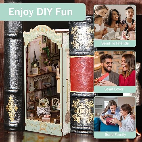 Miniatura 5 de Tzgsonp Kit de bricolaje para rincón de libros, kit de construcción de modelo de casa de libros mágicos, casa de muñecas para estantería, decoración