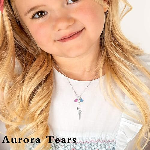 Miniatura 7 de Collar de corazón con globo aerostático Collar de plata de ley 925 con cristales rojos y azules para adolescentes, regalo de joyería para mujeres