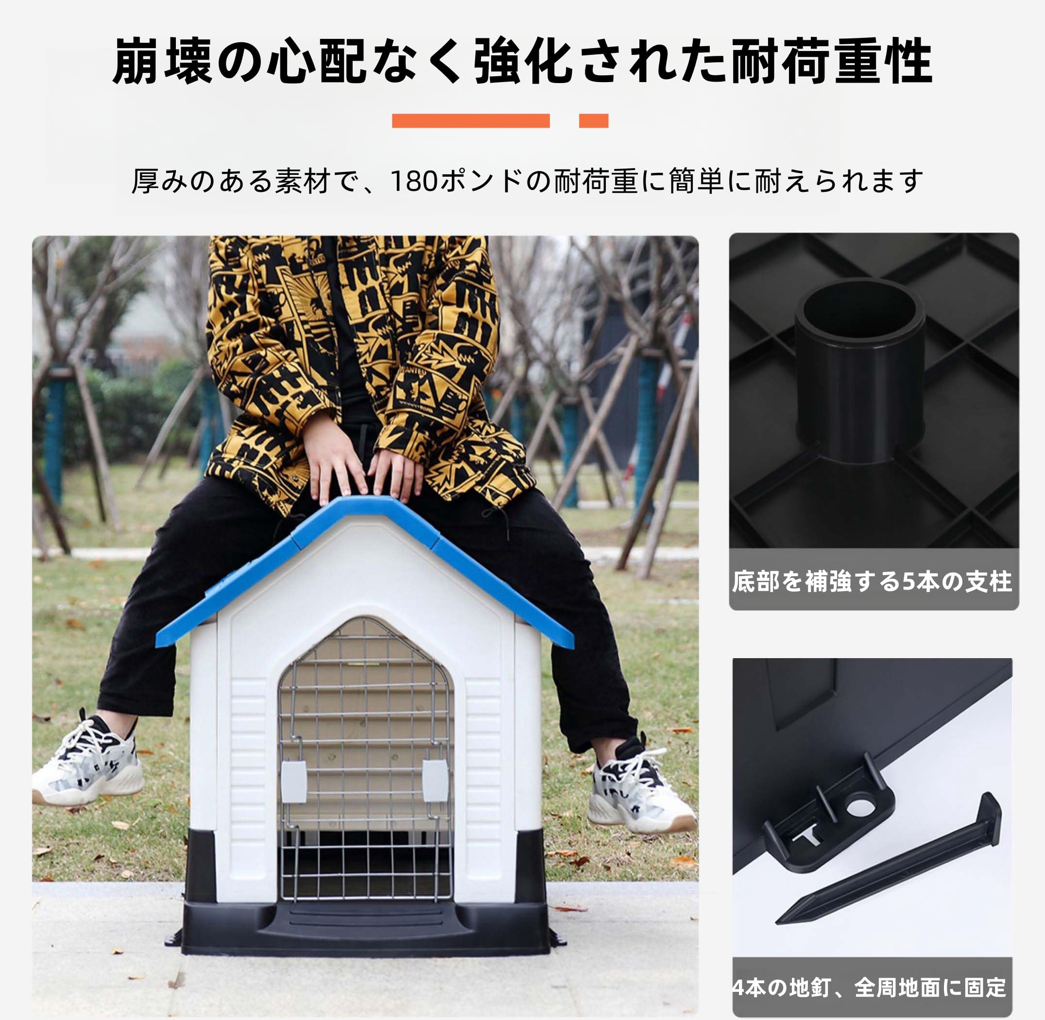 Amazon | 犬小屋 屋外用 犬舎 室外 中型犬用 大型犬用 ドア付き