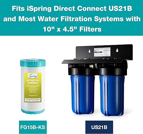 Miniatura 2 de iSpring FG15B-KS Cartucho de repuesto de filtro de carbono GAC y KDF de alta calidad para sistema de filtración de agua debajo del fregadero de