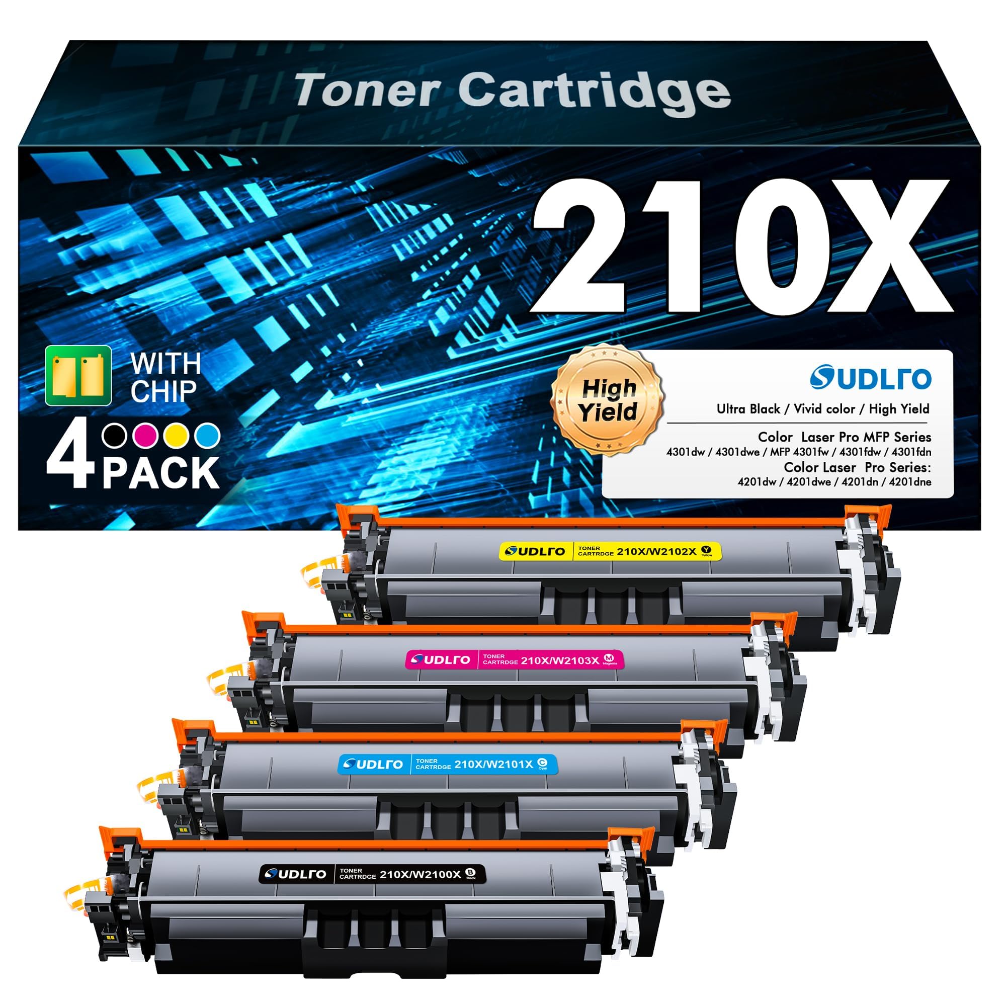 210X 210A Toner Cartridges 4 Pack - MFP 4301fdw Toner Replacement for HP 210A Toner Cartridges HP 210X Work with HP 4301fdw Toner cartridges Pro MFP
