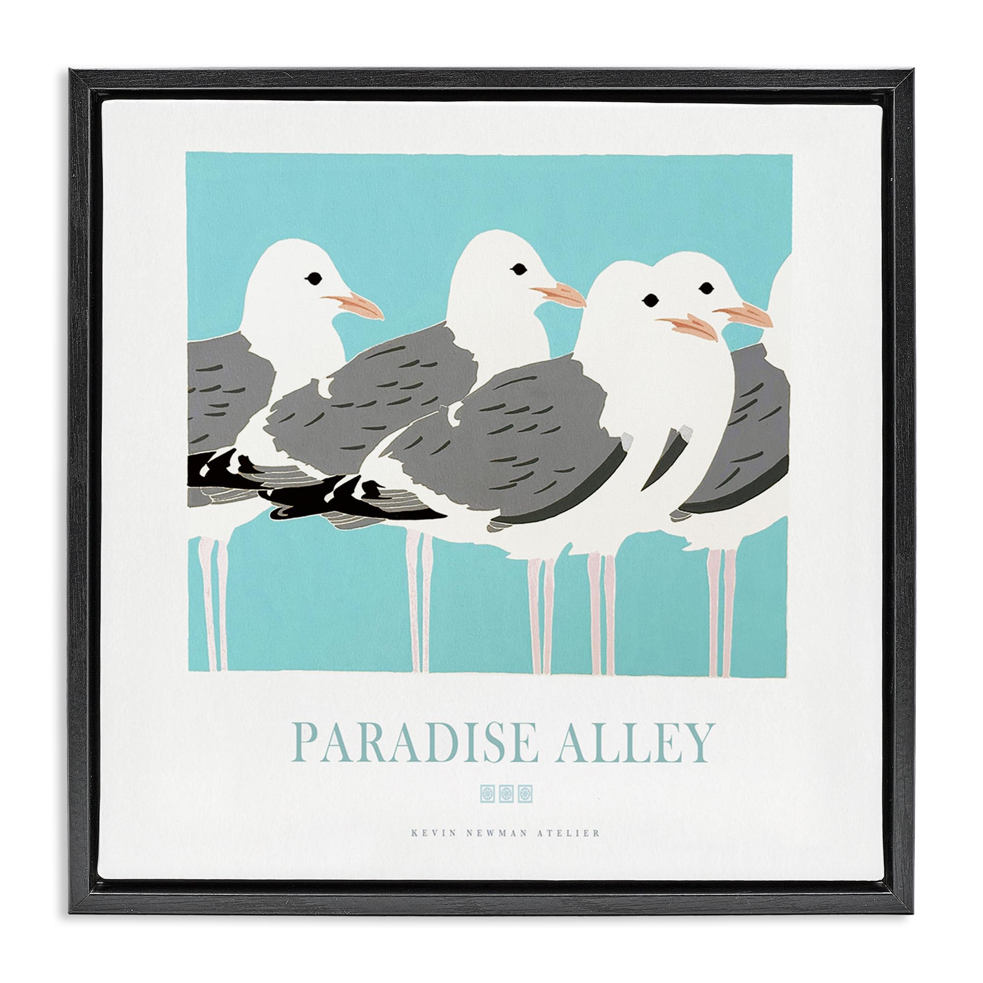 Stupell Industries 'Paradise Alley Seagull Gathering', Floating Frame Canvas Art, Black, 25 x 25 Inches, Easy to Hang and Sturdy, Made in USA, by Jadei Graphics
