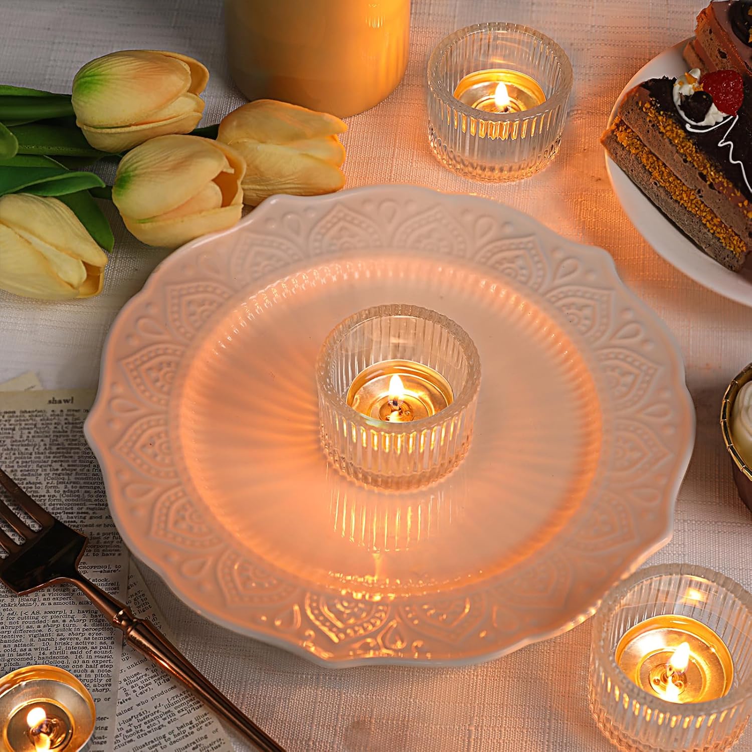 Clear Glass Tealight Candle Holders Set of 12