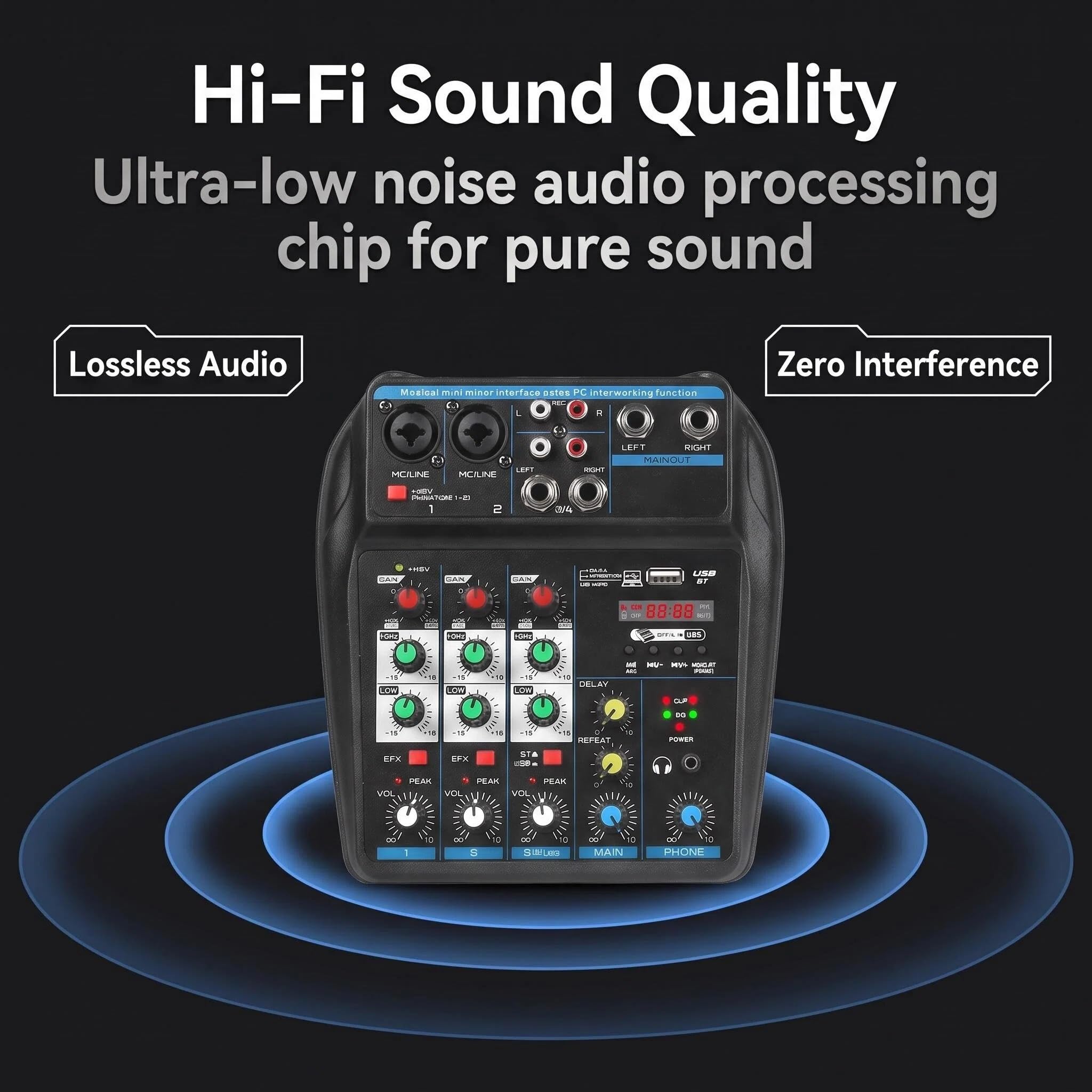 Audiomischer M4 Kanäle 48V Studio Karaoke Tragbar Bluetooth