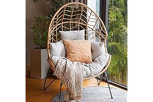 Outdoor Boho Wicker Egg Chair with Cushion