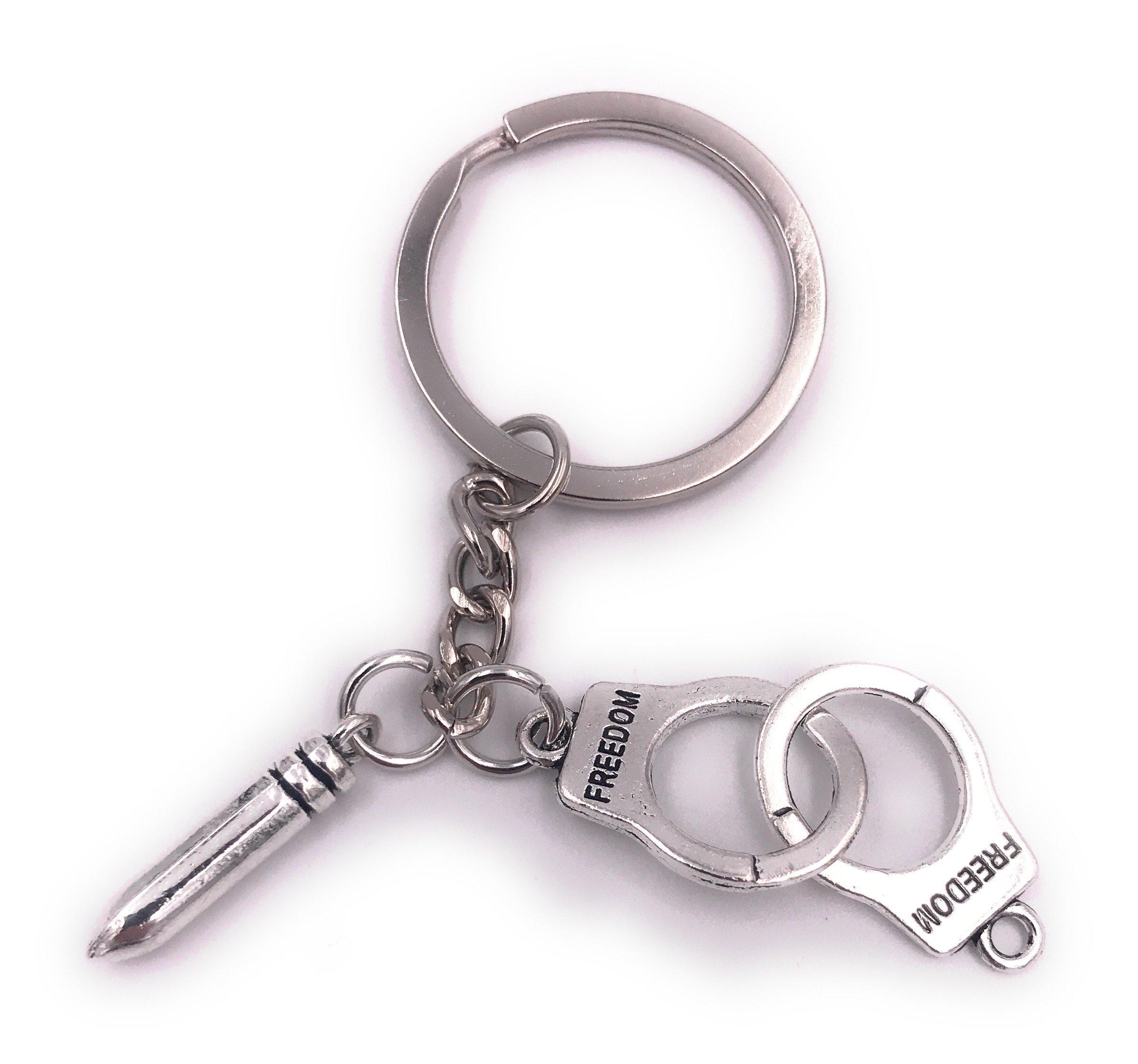 H-CustomsH-Customs Handcuffs Freedom with Cartridge Silver Metal Pendant