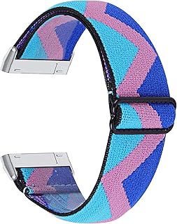 GhrKwiew Versa 3 Watch Bands, Bande tressée Extensible Élastiques de Sport réglables Ceinture de Poignet Femmes Hommes Sangle Armband pour Fit bit Sense/Versa 3 Accessoires (L01)