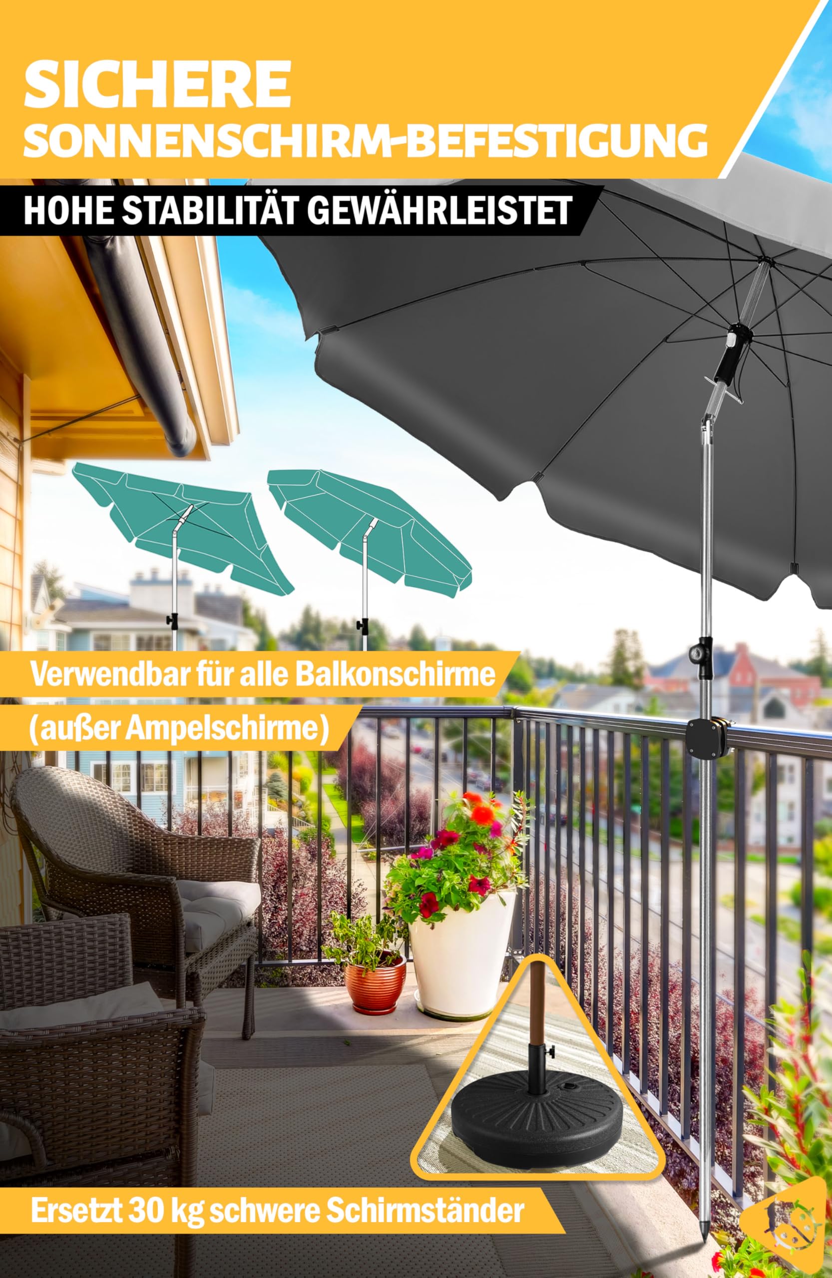 YMYNY Supporto Per Ombrellone, Ringhiera Per Balcone, Supporto Per Ombrellone, Morsetto Per Balcone Supporto Per Ombrellone Accessori Per Tavolo Fissaggio Per Balcone Terrazza O Tavolo Ombrellon 88818823