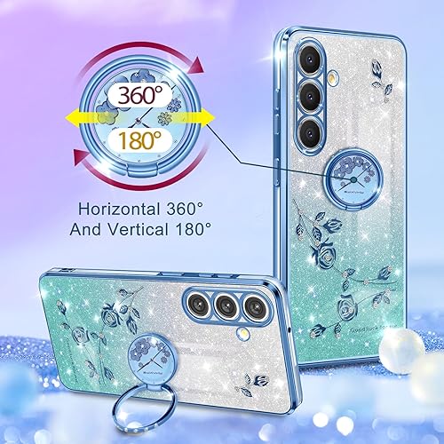 Miniatura 3 de Coralogo Funda para teléfono Samsung Galaxy A54 5G 3 en 1 con purpurina brillante para mujeres y niñas, funda brillante con bonito diseño floral de