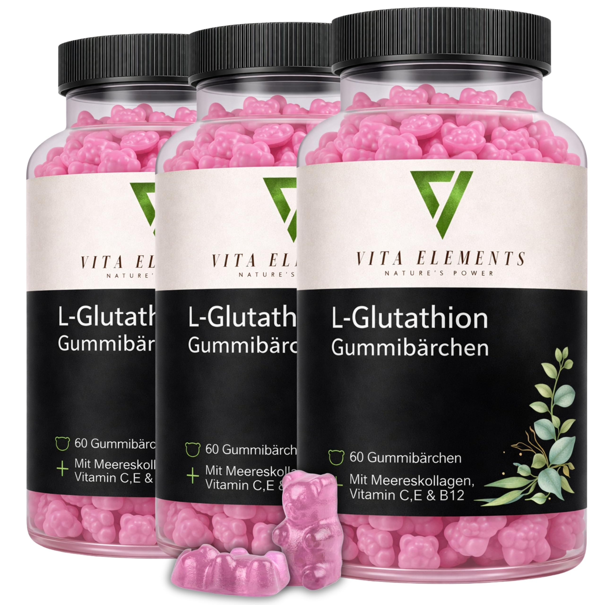 Vita Elements Gommes L-Glutathion - 60 unités - Lot de 3