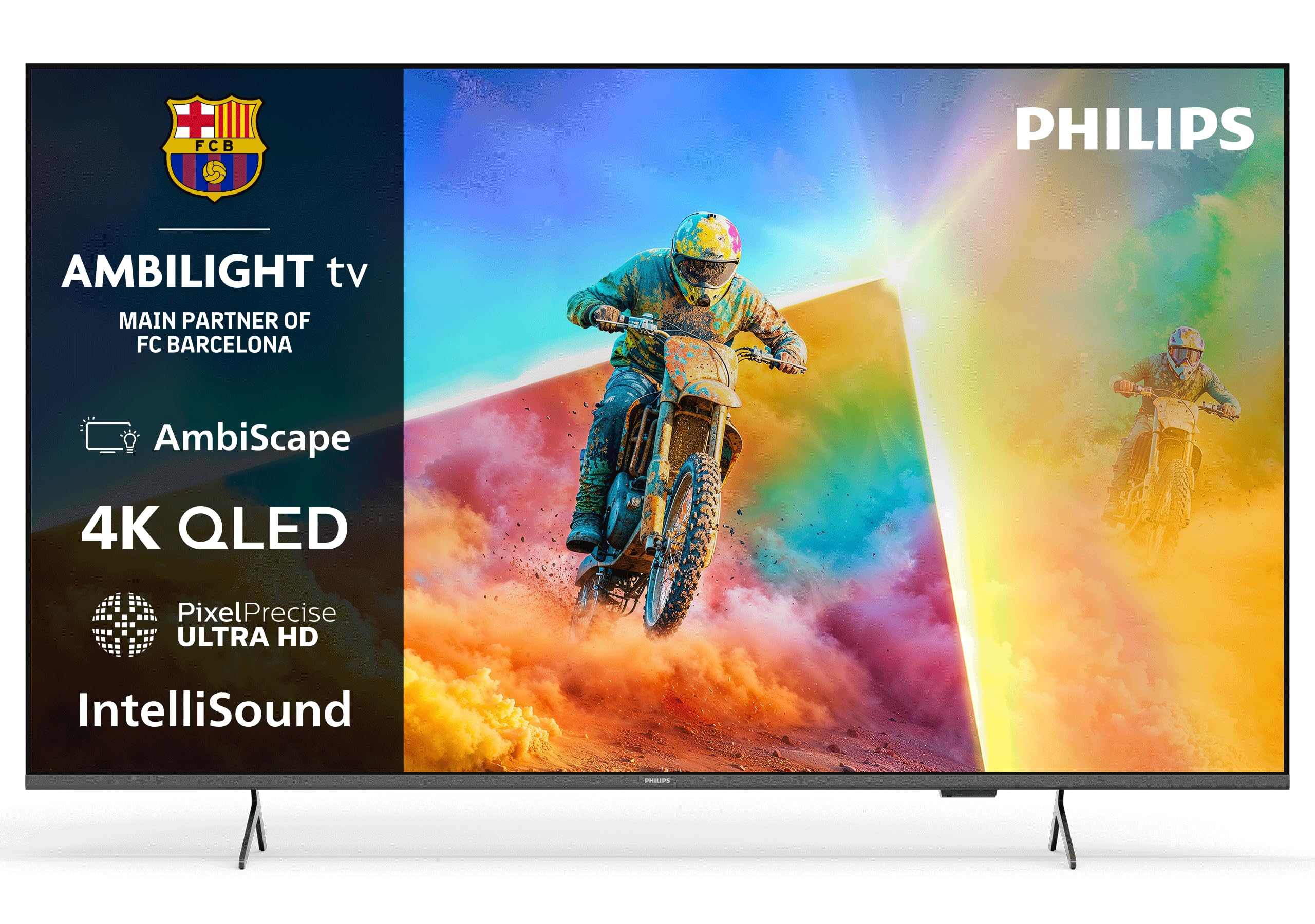 PHILIPS 65PQS8501/12 65 Inch Ambilight 4K QLED Smart TV, Pixel Precise Ultra HD, Titan OS, Dolby Atmos Sound