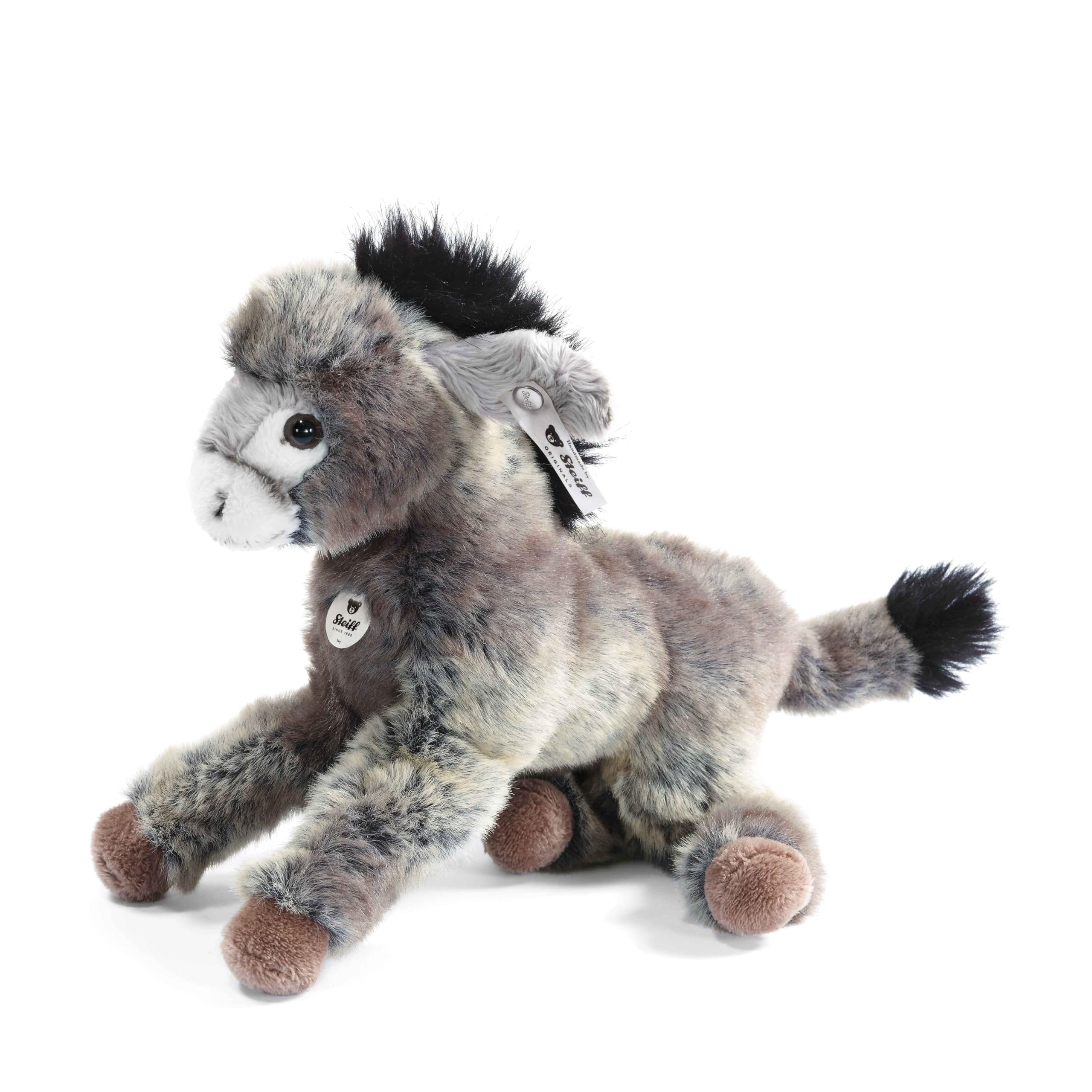 Steiff Kuscheltier Kleiner Freund Esel Issy, Süßes Stofftier mit Kunststoffaugen, Kinder, Jungen & Mädchen, Plüschtier 24 cm, Hellgrau, 280337