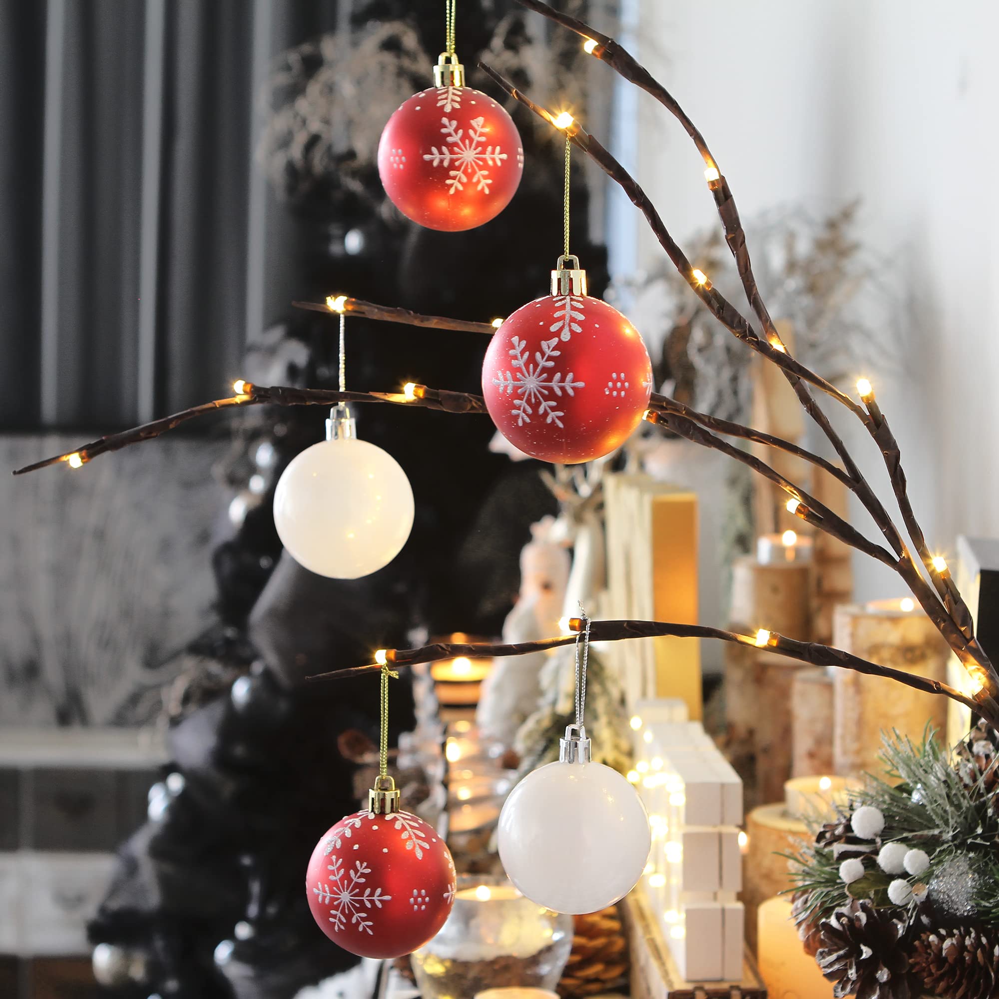 Sea Team 99 Pieces of Assorted Christmas Ball Ornaments Shatterproof Seasonal Decorative Hanging Baubles Set including Reusable Hand-held Gift Package for Holiday Xmas Tree Decorations Red - Image 4