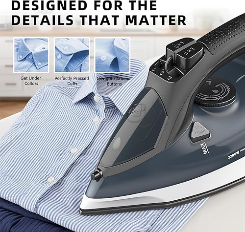 Miniatura 4 de Plancha de vapor, sin placa inferior pegajosa, vapor potente, 1000 vatios, tanque de agua antifugas, recordatorios de precisión adecuados para la