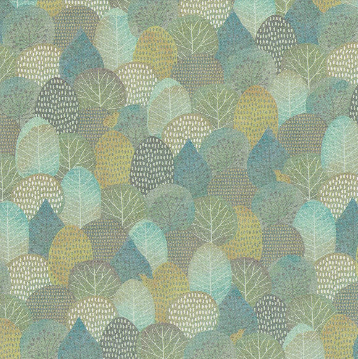 Kodama Paper, Beautiful Japanese Origami Paper (a.k.a. Chiyogami), Each Contains Four Different Designs, Made in Japan (03.Bright Forest)