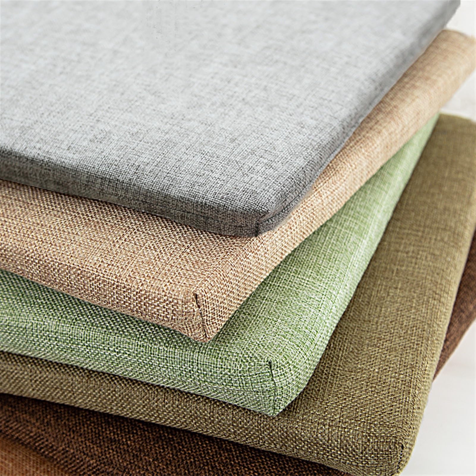 6er Set Sitzkissen 40 x 40 cm Rutschfestes Stuhlkissen mit Bändern Weiche Quadratisches Baumwolle und Leinen Kissen für Indoor & Outdoor Beige